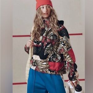 New Free People Wild and Free Printed Fleece Pullover